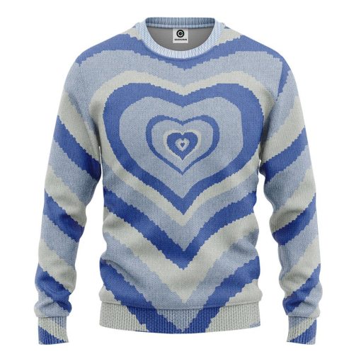 GearHuman 3D Blue Heart Wave Custom Sweater GR11011 3D Apparel Long Sleeve S