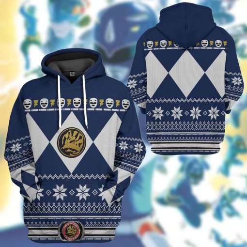 Gearhuman 3D Blue Power Ranger Custom Tshirt Hoodie Apparel CW29105 3D Apparel