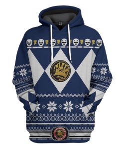 Gearhuman 3D Blue Power Ranger Custom Tshirt Hoodie Apparel CW29105 3D Apparel Hoodie S