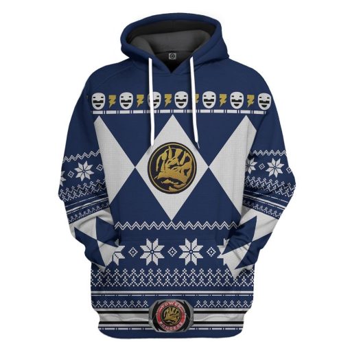 Gearhuman 3D Blue Power Ranger Custom Tshirt Hoodie Apparel CW29105 3D Apparel Hoodie S