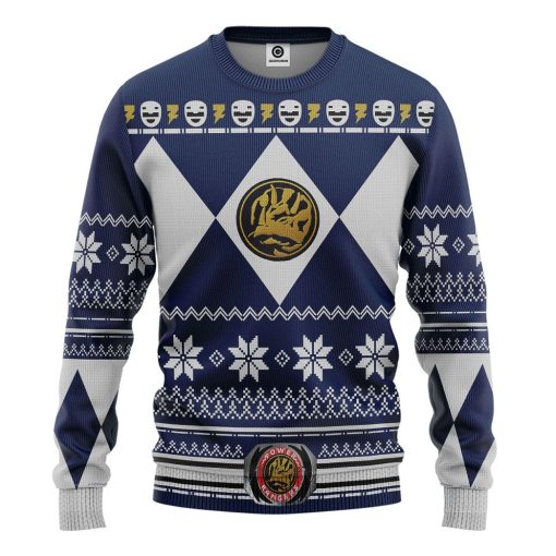 Gearhuman 3D Blue Power Ranger Custom Tshirt Hoodie Apparel CW29105 3D Apparel Long Sleeve S