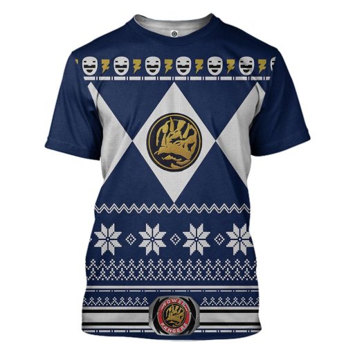 Gearhuman 3D Blue Power Ranger Custom Tshirt Hoodie Apparel CW29105 3D Apparel T-Shirt S