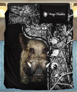 Gearhuman 3D Boar Hunter Black Custom Bedding Set GV09117 Bedding Set Twin 3PCS 