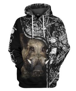 Gearhuman 3D Boar Hunter Black Custom Tshirt Hoodie Apparel GVC08113 3D Apparel Hoodie S 
