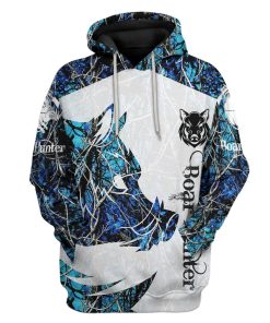Gearhuman 3D Boar Hunter Blue Custom Tshirt Hoodie Apparel GV08115 3D Apparel Hoodie S 