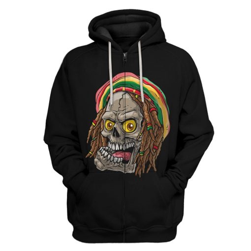 Gearhuman 3D Bob Marley Skull 1 Hoodie Apparel GQ21091 3D Apparel Zip Hoodie S