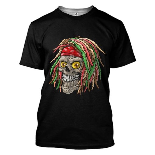 Gearhuman 3D Bob Marley Skull 2 Tshirt Apparel GQ21092 3D T-shirt T-Shirt S