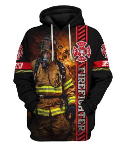 Gearhuman 3D Brave Firefighter Custom Name Tshirt Hoodie Apparel GB180218 3D Apparel Hoodie S