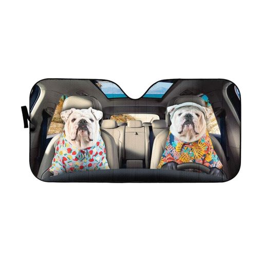 Gearhuman 3D Bulldog 03 Custom Car Auto Sunshade GV26084 Auto Sunshade 57''x27.5''
