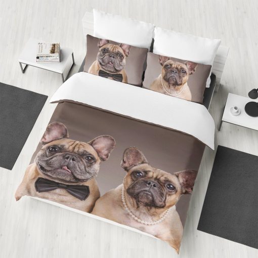 Gearhuman 3D Bulldog Couple Custom Bedding Set GW01099 Bedding Set