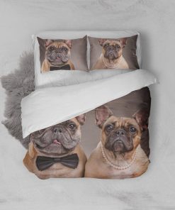 Gearhuman 3D Bulldog Couple Custom Bedding Set GW01099 Bedding Set Twin 3PCS 