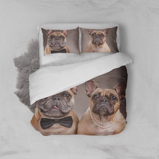Gearhuman 3D Bulldog Couple Custom Bedding Set GW01099 Bedding Set Twin 3PCS