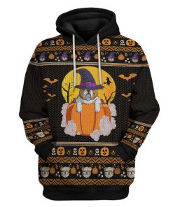 Gearhuman 3D Bulldog Halloween Ugly Sweater Custom Hoodie Apparel GV27081 3D Custom Fleece Hoodies Hoodie S 