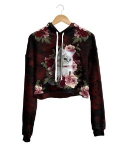 Gearhuman 3D Cat And Flower Custom Crop Hoodie GV14104 Crop Hoodie Crop Hoodie S 