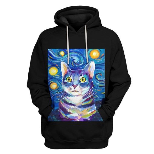Gearhuman 3D Cat Art Custom Hoodie Apparel GN17084 3D Custom Fleece Hoodies Hoodie S