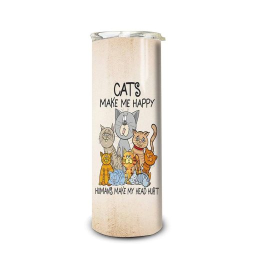 Gearhuman 3D Cat Knowledge Custom Tumbler GB06014 Tumbler Long 20oz
