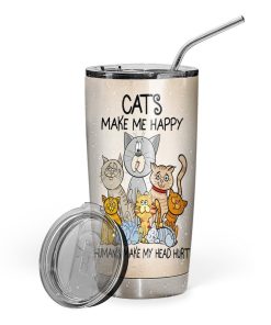 Gearhuman 3D Cat Knowledge Custom Tumbler GB06014 Tumbler Short 20oz 
