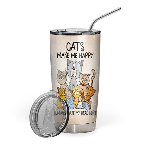 Gearhuman 3D Cat Knowledge Custom Tumbler GB06014 Tumbler Short 20oz