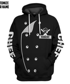 Gearhuman 3D Chef Black Uniform Sous Chef Custom Name Tshirt Hoodie Apparel GB010311 3D Apparel Hoodie S
