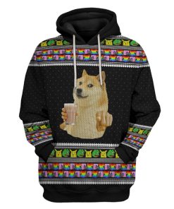 Gearhuman 3D Choccy Milk Meme Doge Ugly Sweater Custom Hoodie Apparel GV09096 3D Custom Fleece Hoodies Hoodie S 