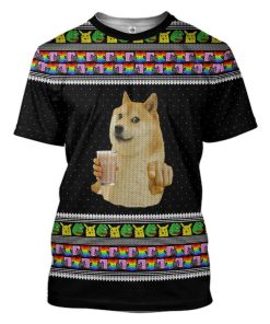 Gearhuman 3D Choccy Milk Meme Doge Ugly Sweater Custom Tshirt Apparel GV09096 3D T-shirt T-Shirt S 