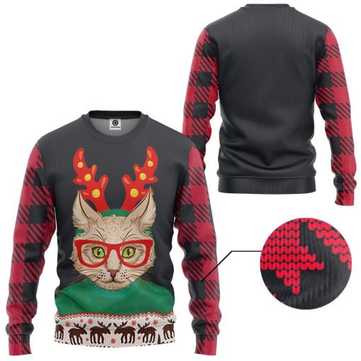 Gearhuman 3D Christmas Cat Custom Tshirt Hoodie Apparel GC04113 3D Apparel