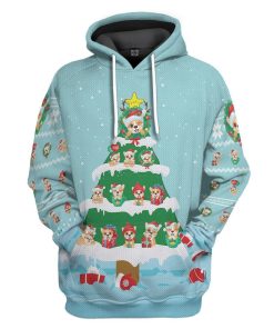 Gearhuman 3D Christmas Corgi Custom Hoodie Apparel GJ07105 3D Apparel Hoodie S 