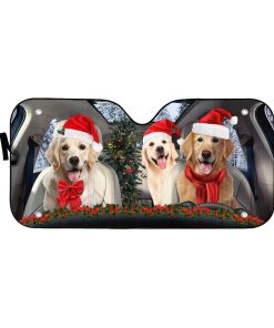 Gearhuman 3D Christmas Golden Retriever Custom Car Auto Sunshade GW06102 Auto Sunshade 57''x27.5'' 