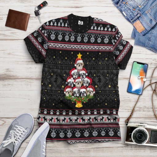 Gearhuman 3D Christmas Pitbull Custom Tshirt Hoodie Apparel GJ15107 3D Apparel