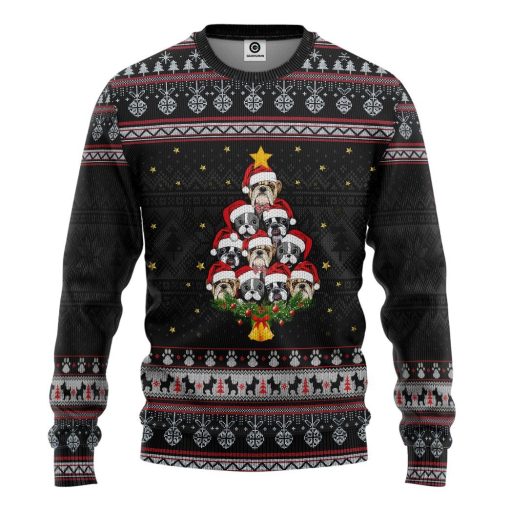 Gearhuman 3D Christmas Pitbull Custom Tshirt Hoodie Apparel GJ15107 3D Apparel Long Sleeve S