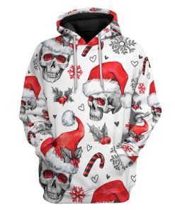 Gearhuman 3D Christmas Skull Custom Hoodie Apparel GW071010 3D Apparel Hoodie S 