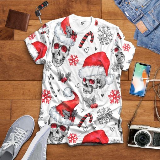 Gearhuman 3D Christmas Skull Custom Tshirt Apparel GW071010 3D T-shirt
