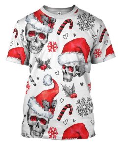 Gearhuman 3D Christmas Skull Custom Tshirt Apparel GW071010 3D T-shirt T-Shirt S 