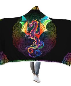 Gearhuman 3D Colorful Mandala Dragon Hooded Blanket GW09127 Hooded Blanket M(51''x59'')