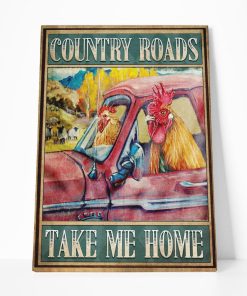 Gearhuman 3D Country Roads Chicken Canvas GB09038 Canvas 1 Piece Non Frame M