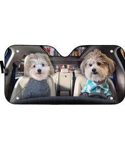 Gearhuman 3D Couple Cute Shih Tzu Puppies Custom Car Auto Sunshade GV141013 Auto Sunshade 57''x27.5'' 