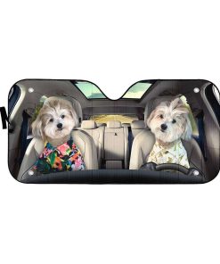 Gearhuman 3D Couple Lovely Shih Tzu Puppies Custom Car Auto Sunshade GV141015 Auto Sunshade 57''x27.5'' 