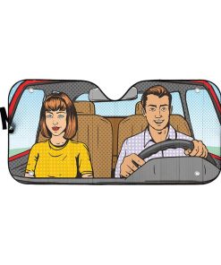 Gearhuman 3D Couple Pop Art Custom Car Auto Sunshade GW18098 Auto Sunshade 57''x27.5''