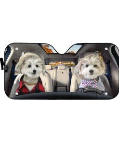 Gearhuman 3D Couple Shih Tzu Puppies Custom Car Auto Sunshade GV141014 Auto Sunshade 57''x27.5'' 