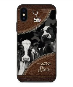 Gearhuman 3D Cow Leather Custom Name Phonecase GB030311 Glass Phone Case Iphone X