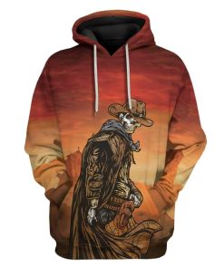 Gearhuman 3D Cowboy Skull Custom T-Shirts Hoodies Apparel GM18022 3D Custom Fleece Hoodies Hoodie S 