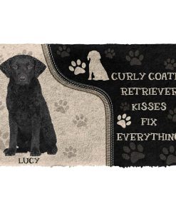 Gearhuman 3D Curly Coated Retriever Kisses Fix Anything Custom Name Doormat GV010320 Doormat Doormat S(15,8''x23,6'')