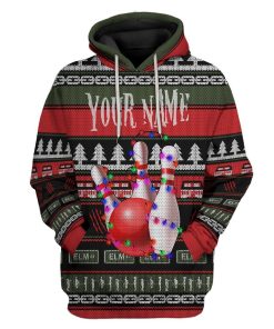 Gearhuman 3D Custom Bowling Ugly Christmas Tshirt Hoodie Apparel GB061111 3D Apparel Hoodie S 