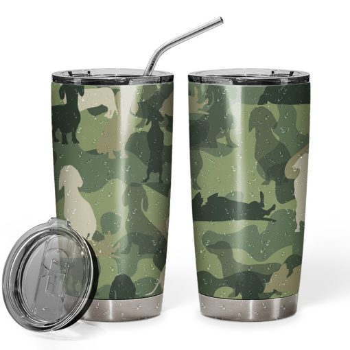 Gearhuman 3D Dachshund Camo Tumbler GK18029 Tumbler Short 20oz