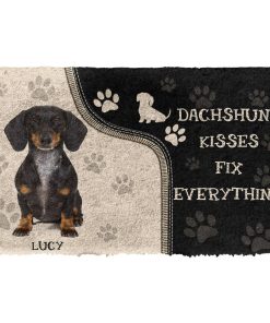 Gearhuman 3D Dachshund Kisses Fix Anything Custom Name Doormat GV010316 Doormat Doormat S(15,8''x23,6'')