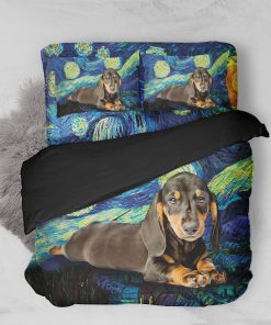 Gearhuman 3D Dachshund Starry Night Bedding Set GK05019 Combo Bedding Bedding Set Twin 3PCS 