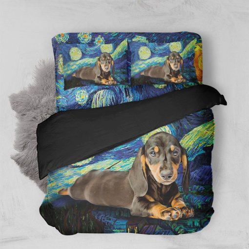 Gearhuman 3D Dachshund Starry Night Bedding Set GK05019 Combo Bedding Bedding Set Twin 3PCS