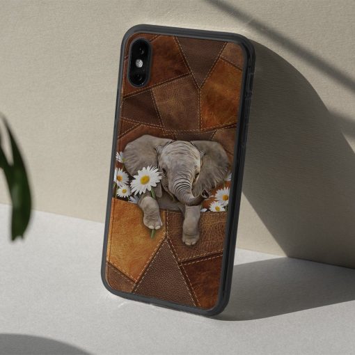 Gearhuman 3D Daisy Elephant Leather Phonecase GB030312 Glass Phone Case