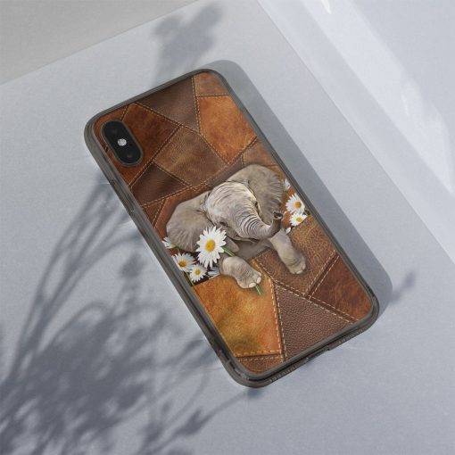 Gearhuman 3D Daisy Elephant Leather Phonecase GB030312 Glass Phone Case