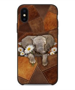 Gearhuman 3D Daisy Elephant Leather Phonecase GB030312 Glass Phone Case Iphone X